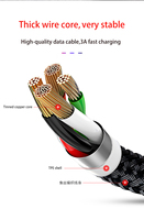Chargeur de téléphone 4-en-1 à charge rapide 2.8A de haute qualité et câble de données USB tressé en nylon Micro USB et Type C pour imprimante