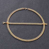 Ensemble collier et bracelet minimalistes en acier inoxydable, style cubain, tendance hip-hop pour homme, idéal pour un look quotidien ou superposé.