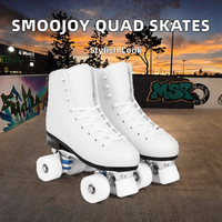 Patins à roulettes ajustables pour femmes et hommes, en PU, double rangée, classiques, en cuir premium, blancs, pour intérieur et extérieur