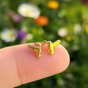 Pendientes de Colibrí Dorado, Aleación de Zinc, Chapados en Oro, Diseño de Animal Bonito, Joyería de Moda Unisex E3246 - Product Image 2