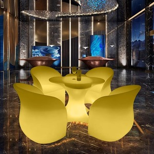 LED Flower-Shaped <b>Outdoor</b> Furniture Set with 16-Color Rechargeable Glowing Sofa & <b>Table</b> for Patio Party & Wedding - Product Image 4