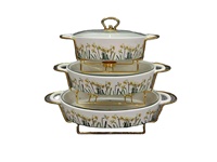 Pot en céramique nordique à double anse, ustensile de cuisson et de service, compatible chauffage direct, pour hôtels, pot à soupe créatif avec support