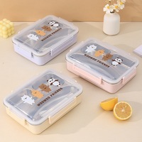 Boîte à lunch rectangulaire en acier inoxydable avec compartiments, design épaissi à trois ou quatre compartiments, doublure amovible, boîte bento isotherme
