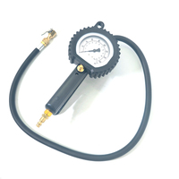 Manomètre de gonflage de pneus Wheelsky avec port de gonflage en laiton, tuyau en caoutchouc noir de 90 cm, corps en plastique et cadran, plage de pression 0-12 bars