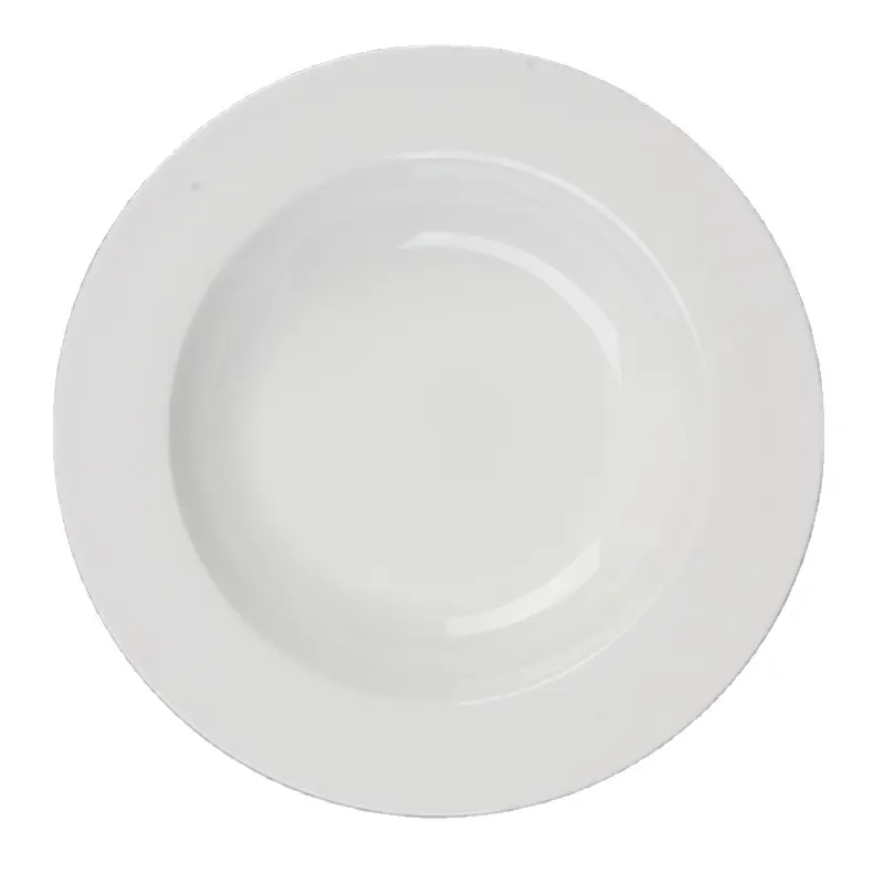 Plato con borde de sopa de China de hueso de 9 ", plato de cena, vajilla de cerámica, plato de Pasta de ensalada profunda