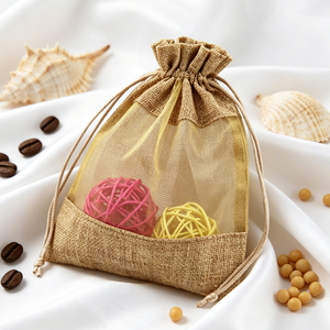 Sac en jute personnalisé avec logo, sac en toile de jute à cordon, sacs cadeaux en chanvre personnalisés avec logo imprimé pour l'emballage de café, de savon et d'aliments - Product Image 5
