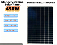 Panneau solaire photovoltaïque monocristallin haute efficacité 450W résistant aux intempéries, utilisé pour la surveillance, le camping, l'énergie hors réseau et le stockage d'énergie
