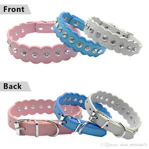 Collare piccolo cane con strass in pelle per cuccioli collari per gatti con strass in cristallo borchiato collana per Chihuahua mascotte - Product Image 5