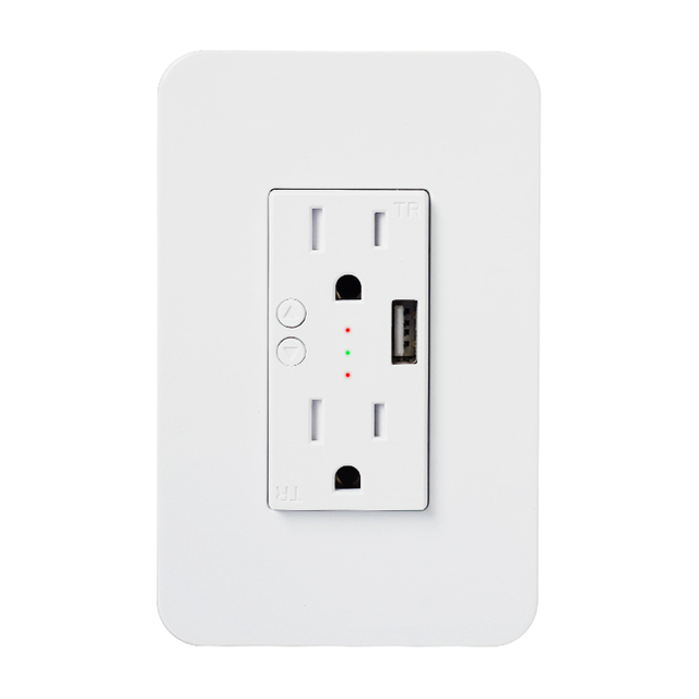 WiFi Smart Power Wall Socket with USB, 2 Plug Outlets 15 Amp Divided Control, Smart Life/Tuya APP Remote Timer Interruptor