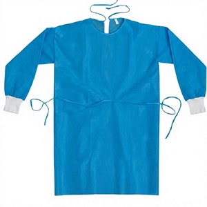 Bata Quirúrgica Azul de Manga Larga, Ropa Médica Protectora con Lazos - Product Image 1