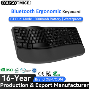 <span class=keywords><strong>Clavier</strong></span> Bluetooth double mode étanche rechargeable avec repose-poignets, touches ergonomiques sans fil <span class=keywords><strong>pour</strong></span> un confort optimal - Product Image 1