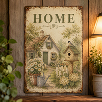 Plaque Métallique Vintage Florale Décor Murale Jardin, Ensemble de Panneaux Rustiques en Étain Style Ferme, Herbes et Fleurs, Plaque Vieillie pour Maison et Café