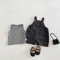 Ensemble 2 pièces imprimé léopard pour bébé, chemise sans manches et salopette courte, tenue d'été unisexe en coton pour tout-petits