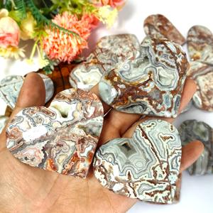 Venta al por Mayor de Piedras de Ágata Mexicana en Forma de Corazón, Cristal Curativo Natural Pulido para Decoraciones del Hogar Únicas y Regalos Navideños - Product Image 2