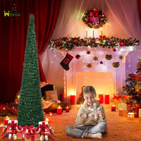 Sapin de Noël artificiel en PVC vert de luxe de 1,5 m, pliable et autoportant, avec guirlandes, personnalisable OEM et échantillon disponible