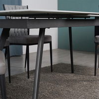 Juego de Comedor Estilo Turco para 6 Personas, Vidrio 3D con Función Extensible para Hogar y Taller, Muebles Elegantes para Comedor