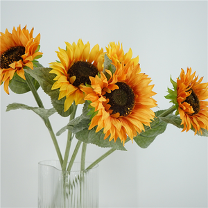 زهور عباد الشمس اصطناعية عالية الجودة مصنوعة يدويًا بساق مغطاة بالقطيفة، تبدو حقيقية عند اللمس، لتزيين المنزل وحفلات الزفاف وعيد الحب - Product Image 3