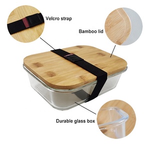 Eco Friendly Food Storage <strong>Containers</strong> <strong>Boxes</strong> Lunch Glass Set With Bamboo Lids - Product Image 2