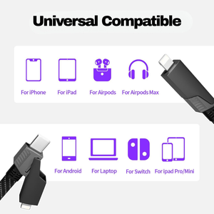 Cable de Carga Múltiple Plano <span class=keywords><strong>y</strong></span> Trenzado 4 en 1 con PD de 65W, Eficiente, para Uso Profesional, Compatible con Laptops, Smartphones <span class=keywords><strong>y</strong></span> Dispositivos Universales - Product Image 6