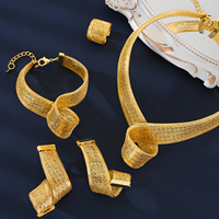 MEIZI Bijoux Dubai Tendance Cuivre Plaqué Or 18 carats Parure de Luxe Bague Boucles d'Oreilles Africaines pour Mariage