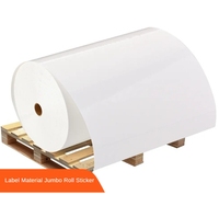 Matériau d'étiquette Jumbo Glossy PP PET PE Papier auto-adhésif Étiquettes synthétiques semi-brillantes Autocollant de matière première en stock Rouleaux Jumbo