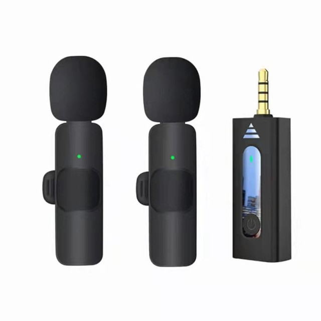 Yiscaxia 3.5 mm Dual Mini Clip Lavalier Collar Lapel Omni-directional Wireless Microphone for Mobile Phone Camera Vlogging K35