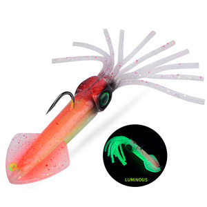 Leurres de pêche en forme de pieuvre de 15 cm - Jupe de calamar - Leurre phosphorescent - Doux et lumineux - Pour la pêche à la traîne - En eau salée