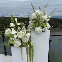 30cm Real Touch Groene Witte Zijden Hortensia Cascade 70 Bloemenbal met Stand voor Bruiloft Tafeldecoratie Bruidsbloem