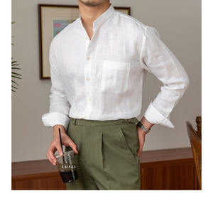 Camicie da uomo estive in <span class=keywords><strong>lino</strong></span> morbide, comode ed eleganti, camicie casual da uomo con logo personalizzato, camicie all'ingrosso - Product Image 3