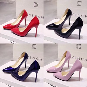 Chaussures à talons aiguilles style européen, bout pointu, à enfiler, en cuir uni noir, bleu, rouge, grandes tailles, pour <span class=keywords><strong>mariée</strong></span>/mariage ou travail - Product Image 2