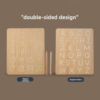 Jouets en bois Montessori, aides pédagogiques pour l'éducation précoce, alphabet et chiffres pour enfants, stylo de calligraphie à double face avec rainures pour le contrôle de la écriture