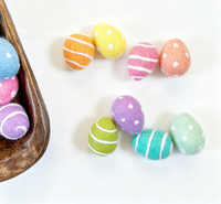 Œufs de Pâques en feutre de laine pastel avec rayures à pois, boules de feutre couleur macaron pour la confection de couronnes DIY, accessoires de décoration de Pâques