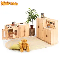 Xiair תפקיד לשחק מטבח צעצוע סטים לילדים להתלבש & להעמיד פנים לשחק ילדים עץ מונטסורי מטבח צעצוע סטי תפקיד לשחק אזור