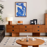 Meuble TV multifonctionnel en bois massif, fait main, écologique et durable, style Mid-Century Modern, avec plusieurs tiroirs, minimaliste, servant également de credenza de salle à manger