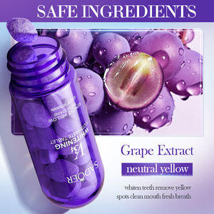 OEM Sadoer Vente en gros V34 Comprimés de <span class=keywords><strong>dentifrice</strong></span> blanchissant pour les dents Utilisation à domicile Rafraîchissant buccal <span class=keywords><strong>Dentifrice</strong></span> violet qui élimine les taches - Product Image 3