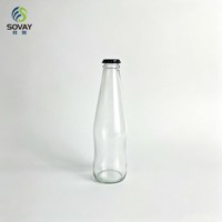 Bouteille en verre transparente ondulée à col vissé réutilisable de 275 ml, idéale pour le café froid fait maison, les jus de fruits, l'embouteillage de boissons gazeuses et la vente au détail