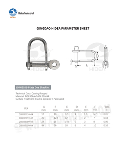 HIDEA Manille plate demi-ronde à mâchoires larges en acier inoxydable 304 316 de qualité <span class=keywords><strong>marine</strong></span> légère, capacité de levage 0,01 à 0,10 tonne (WLL) - Product Image 2