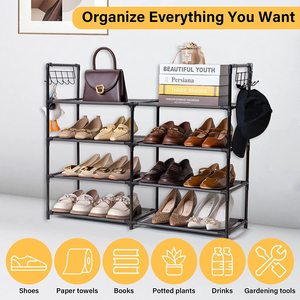 Metal Shoe Rack Shoe Organizer Stand Stackable Large Storage Organizer for Living Rooms and Home Shoe Racks for Home Versatile - Product Image 2