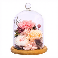 Adornos de Cristal con Flores Eternas, Forma de Cúpula, 1200g, Venta al por Mayor, Regalo para el Día del Maestro, Caja de Regalo Exquisita, Complemento para Floristería
