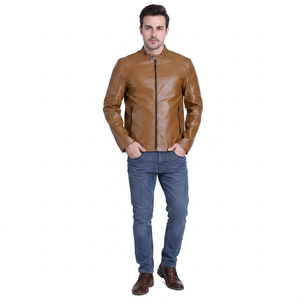 Ventes chaudes - Vestes à capuche en cuir véritable pour hommes, style décontracté d'hiver, toile de haute qualité avec fermeture éclair, veste de rue - Product Image 1