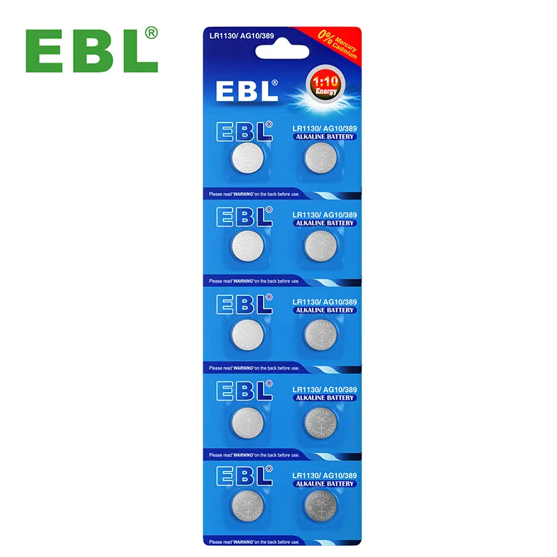 Ag10 Button Cell Battery 389 EBL Alkaline 1.5v Button Cell Batterie LR1130 Button Cell Primary Battery For Watches