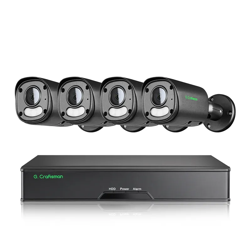 GAC-YUFW-M5S-K4 5MP ColorVU Sony Câmera IP 4K PoE CCTV Sistema 4pcs HD AI Detecção IP67 Áudio Ao Ar Livre 8CH H.265 + NVR Kits