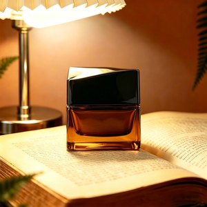 Pot à crème en <span class=keywords><strong>verre</strong></span> ambré facetté de luxe avec couvercle noir élégant, emballage haut de gamme pour crème anti-âge pour le visage - Product Image 6