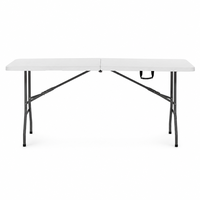 Table pliante en HDPE de 6 pieds, table pliable en plastique avec pieds en acier pour banquet, fête, camping