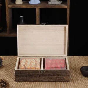 Wooden <b>Tea</b> Storage <b>Box</b> Rectangle Compartmentalized Desktop Organizer Zen Style Gift Packaging <b>Box</b> - Product Image 4