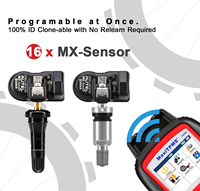 Autel mx-sensor 2 1 dapat diprogram, alat diagnostik Universal katup logam Sensor ban 315MHz + 433MHz TPMS untuk tekanan ban