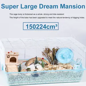 Hot Selling 80cm High Chassis Large Hamster Golden Bear Wire Cage Villa With Skylight