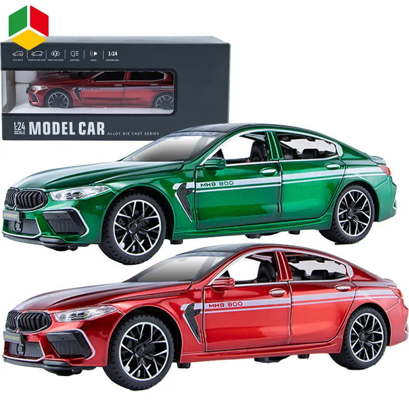 QS High Quality Popular Diecast M8 Model Cars Toys 1:24 Scale Alloy Zinc Body Luxury Metal Sports Car Vehicle Toys With Sound