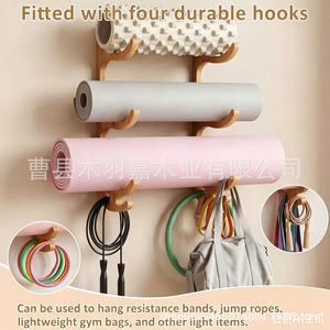 Wooden Yoga Mat <b>Wall</b> Rack 60Cm 3 Tier <b>Hanging</b> Organizer For Home Gym <b>Storage</b> - Product Image 4