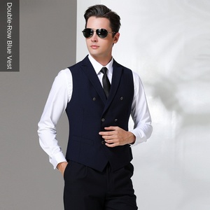 Pilote d'aviation noir mince gilet mâle capitaine uniforme tenue professionnelle costume formel - Product Image 3